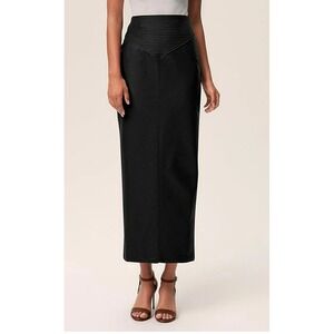 PrettyGarden Black Faux Leather Maxi Skirt High Waisted Quilted Yoke Size XL NEW